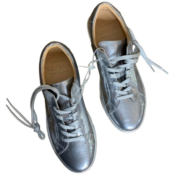 Greats Shoes - Greats Royale Low Top Silver Leather Sneaker 38